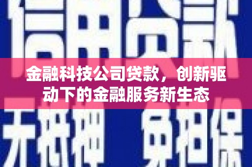 涧西金融科技公司贷款，创新驱动下的金融服务新生态