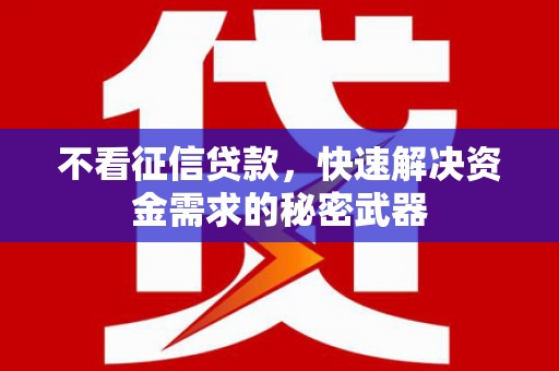 涧西不看征信贷款，快速解决资金需求的秘密武器