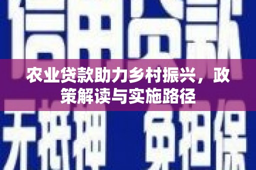 涧西农业贷款助力乡村振兴，政策解读与实施路径