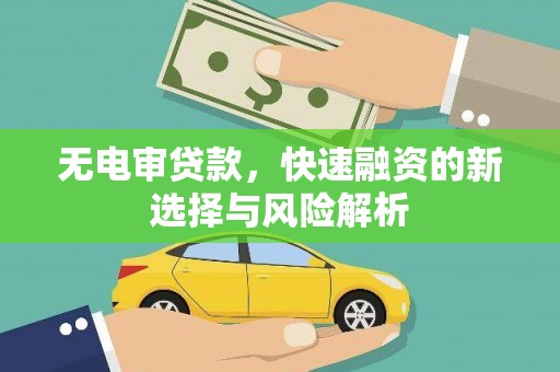 涧西无电审贷款，快速融资的新选择与风险解析