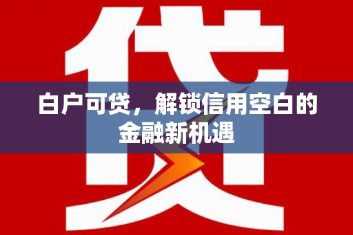 涧西白户可贷，解锁信用空白的金融新机遇