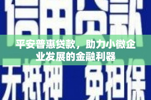 涧西平安普惠贷款，助力小微企业发展的金融利器