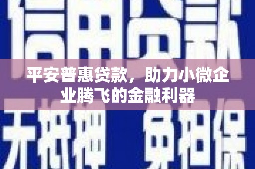 涧西平安普惠贷款，助力小微企业腾飞的金融利器