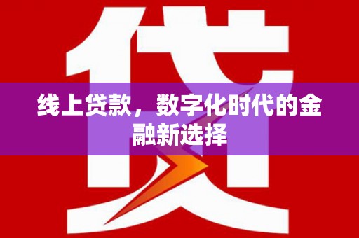 涧西线上贷款，数字化时代的金融新选择