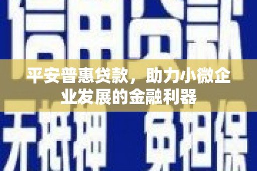涧西平安普惠贷款，助力小微企业发展的金融利器